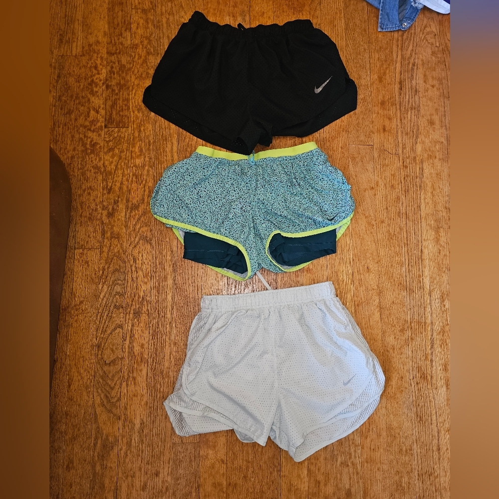 Nike Shorts Trio - Black, Green, and White All Size Small